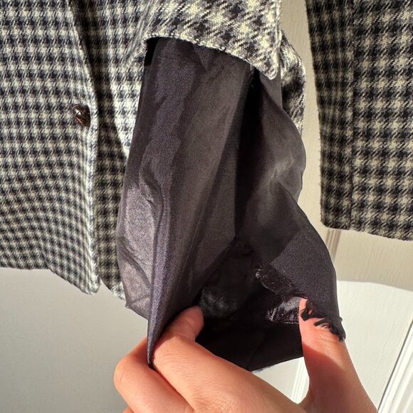 Vintage green plaid wool blazer jacket - Picture 7 of 8